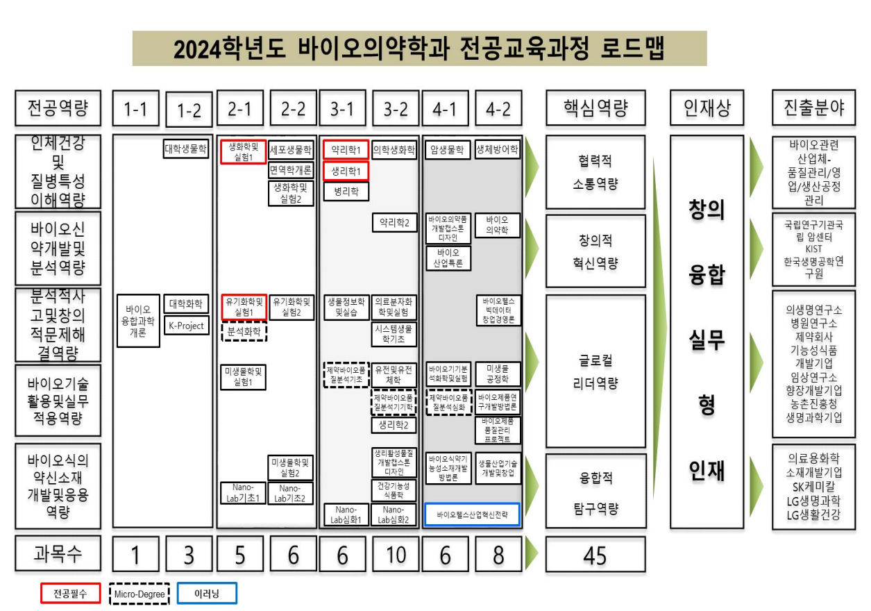 바이오의약학과 로드맵